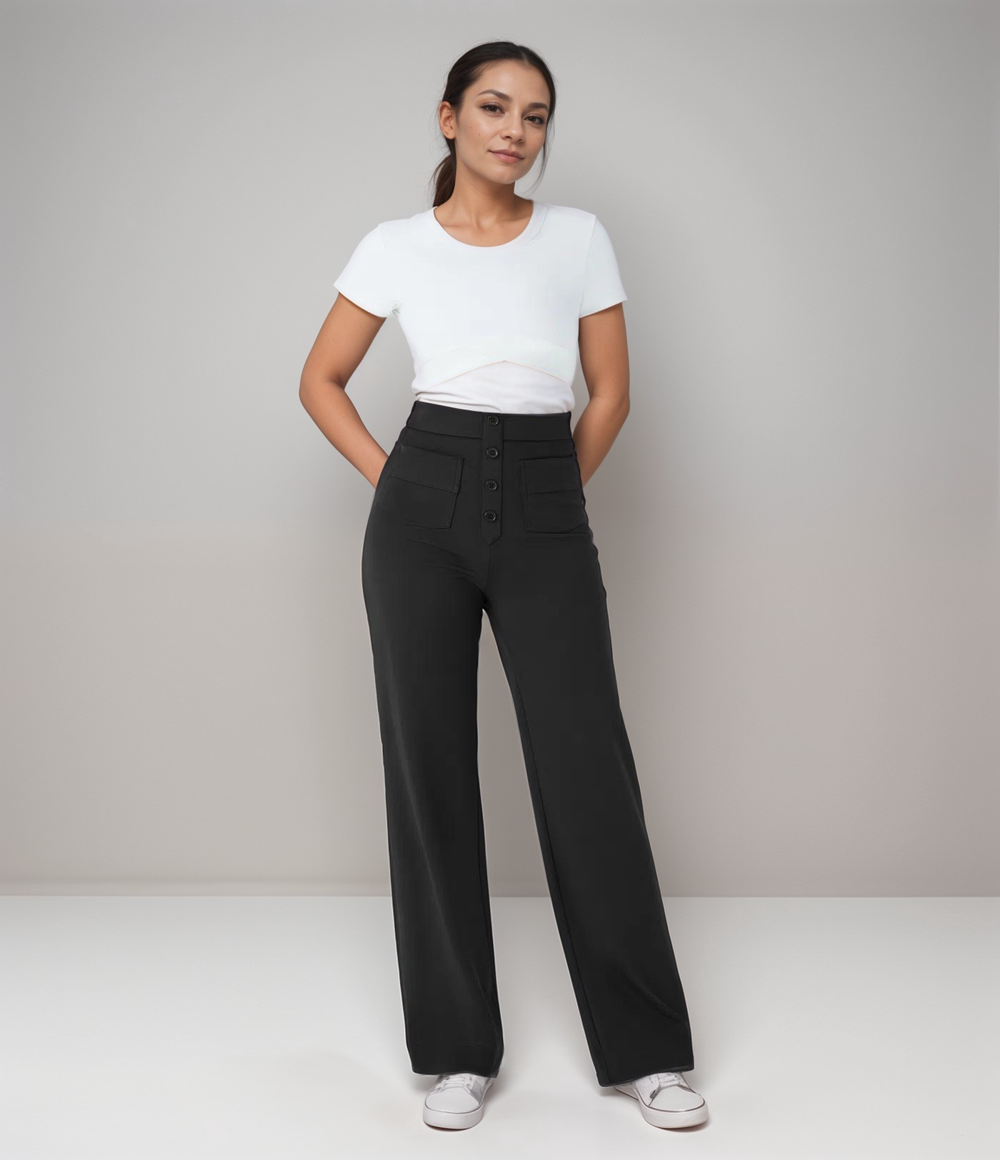 Estelle | Elastische broek met hoge taille |