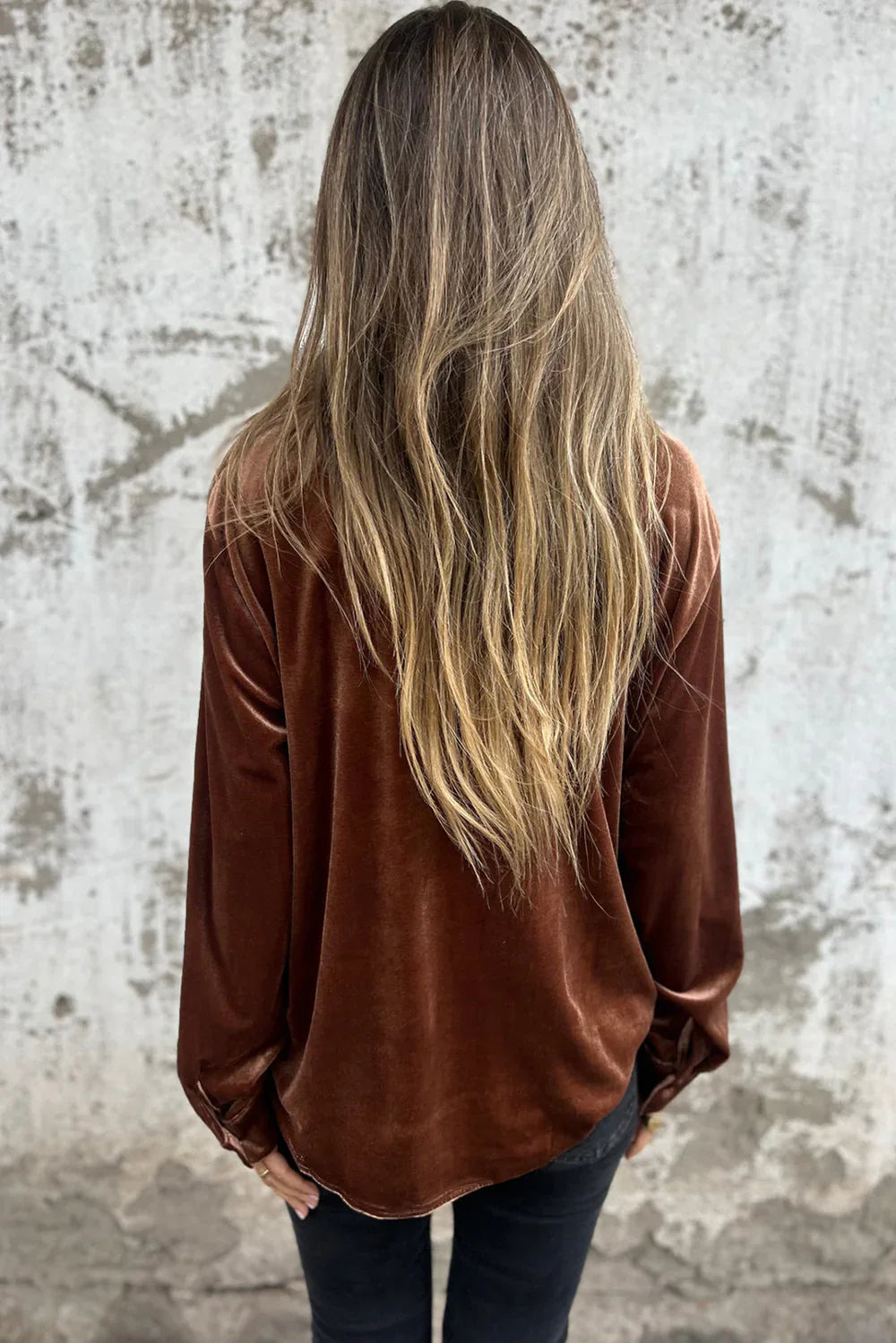 Elara | Velvet Button-Up Blouse